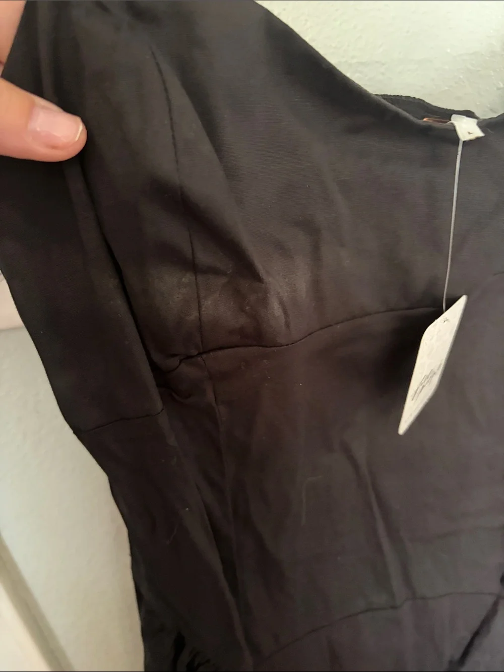 Free People Black Midi Dress with Gathered Skirt